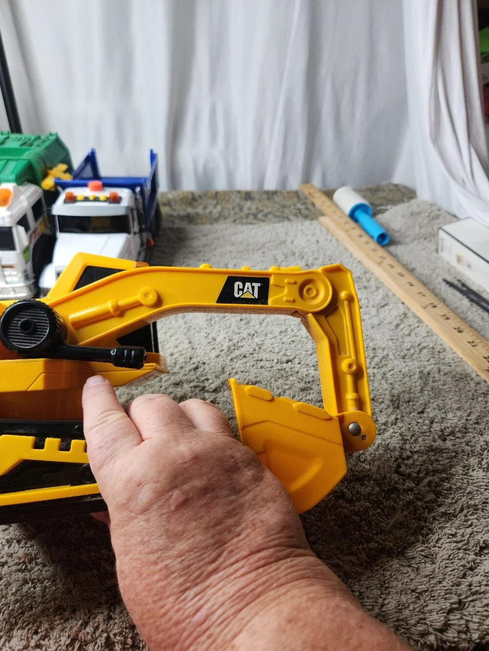 3 Kid's Toy Trucks - Garbage Truck, Dump Truck & Backhoe
